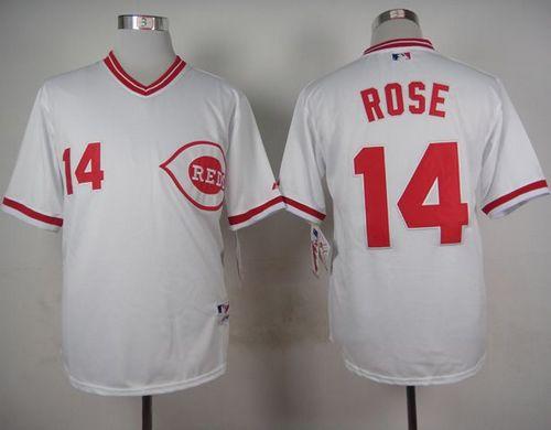Reds #14 Pete Rose White 1990 Turn Back The Clock Stitched MLB Jersey - Click Image to Close